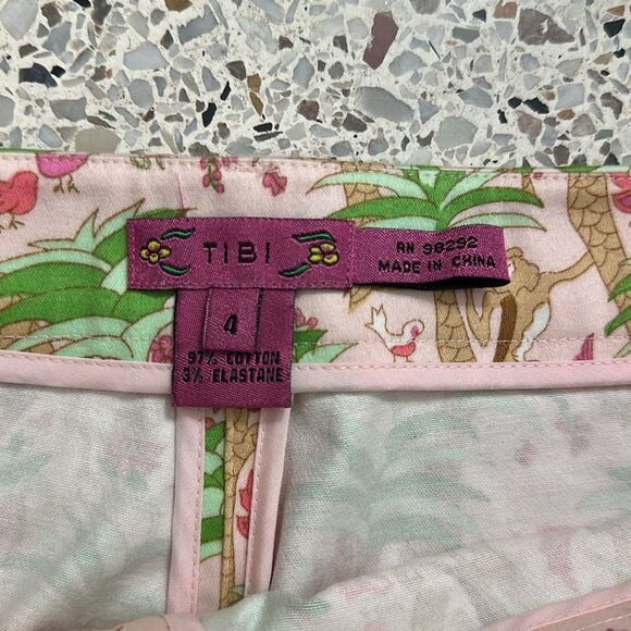 TIBI pink green monkey regency palm beach pants 4 - Picture 4 of 6
